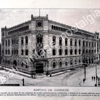 GRABADO ANTIGUO EDIFICIO DE CORREOS Y EL PALAVICINI 1924