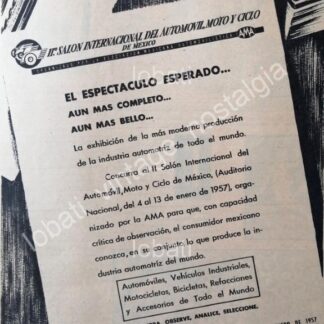 CARTEL ANTIGUO ORIGINAL DE 2DO SALON INTERNACIONAL DEL AUTOMOVIL 1957 / MUY RARO