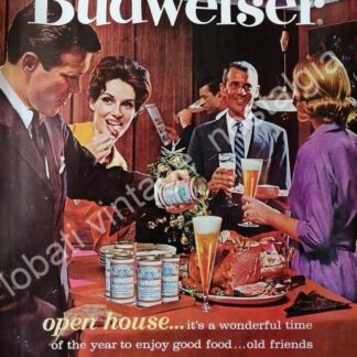CARTEL ANTIGUO ORIGINAL DE CERVEZA BUDWEISER 1960 / RARO