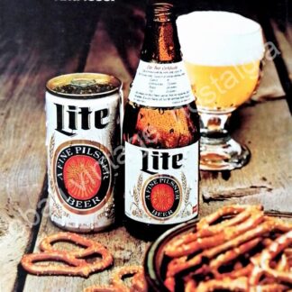 CARTEL ANTIGUO ORIGINAL DE CERVEZA LITE BOTE Y BOTELLA 1978