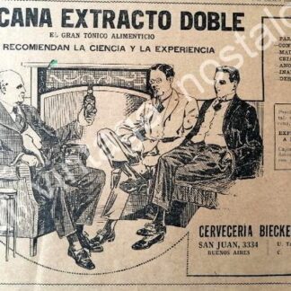 CARTEL ANTIGUO ORIGINAL DE CERVEZA SIN ALCOHOL BIECKERT 1930s ARGENTINA /4
