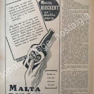 CARTEL ANTIGUO ORIGINAL DE CERVEZA SIN ALCOHOL BIECKERT 1930s ARGENTINA /2