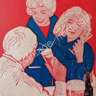 CARTEL ANTIGUO ORIGINAL DE CARTELITO CERVEZA CARTA BLANCA AÑOS 60s GOCE LA VIDA