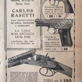 CARTEL ANTIGUO ORIGINAL DE ARMAS RASETI VARIAS 1927, ARGENTINA