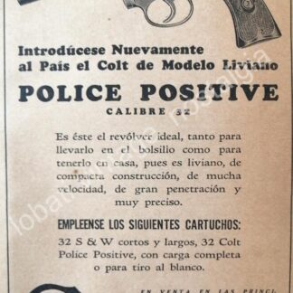 CARTEL ANTIGUO ORIGINAL DE ARMAS. REVOLVER COLT C.32. 1927
