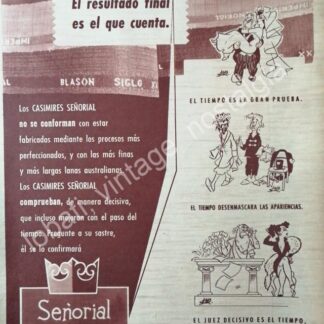 CARTEL ANTIGUO ORIGINAL DE CASIMIRES SEÑOARIAL S.A DIBUJO DE ARIAS BERNAL.