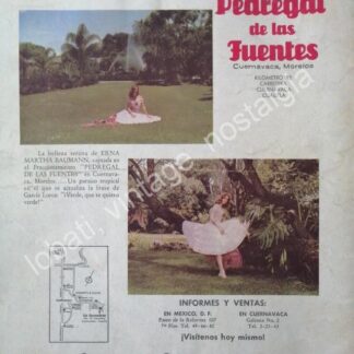 CARTEL ANTIGUO ORIGINAL DE COLONIA PEDREGAL DE LAS FUENTES. CUERNAVACA 1959 /2
