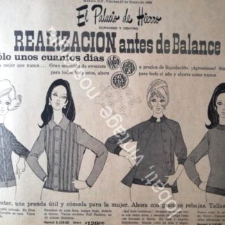 CARTEL ANTIGUO ORIGINAL DE TIENDA EL PALACIO DE HIERRO ENERO 1969