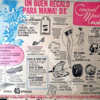CARTEL ANTIGUO ORIGINAL DE TIENDA COMERCIAL MEXICANA DE PUEBLA ABRIL 1969