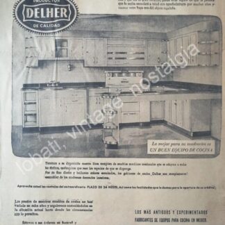 CARTEL ANTIGUO ORIGINAL DE COCINAS DELHER S.A 1954