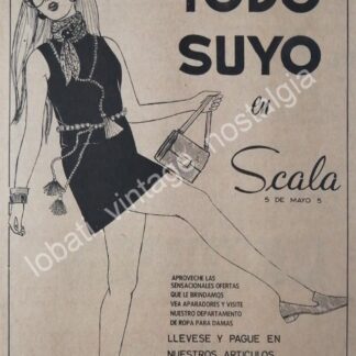 CARTEL ANTIGUO ORIGINAL DE TIENDA DE ROPA SCALA 1969 PUEBLA