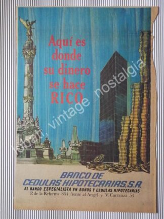 CARTEL ANTIGUO ORIGINAL DE BANCO DE CEDULAS HIPOTECARIAS 1967