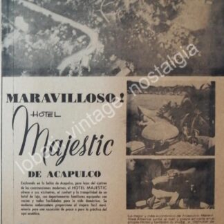 CARTEL ANTIGUO ORIGINAL DE HOTEL MAJESTIC DE ACAPULCO 1960s /4