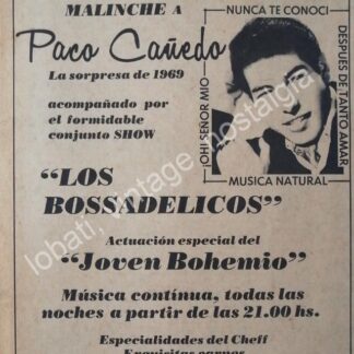 CARTEL ANTIGUO ORIGINAL DE PACO CAÑEDO EN EL HOTEL SUITES TECPAN 1969 /FEP / RARO