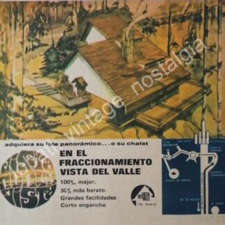 CARTEL ANTIGUO ORIGINAL DE COLONIA. FRACCIONAMIENTO VISTA DEL VALLE 1969