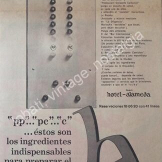 CARTEL ANTIGUO ORIGINAL DE HOTEL ALAMEDA MEXICO D.F 1969