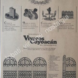CARTEL ANTIGUO ORIGINAL DE COLONIA VIVERO COYOACAN 1969 / RARO