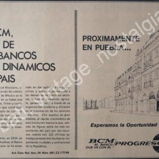 CARTEL ANTIGUO ORIGINAL DE BCM. BANCO COMERCIAL MEXICANO 1969