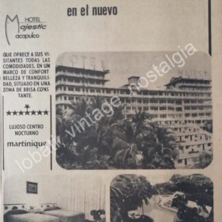 CARTEL ANTIGUO ORIGINAL DE HOTEL MAJESTIC ACAPULCO 1960s /3
