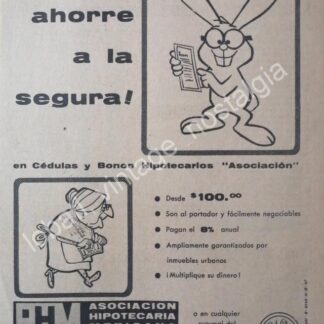 CARTEL ANTIGUO ORIGINAL DE ASOCIACION HIPOTECARIA MEXICANA 1967 BANCO