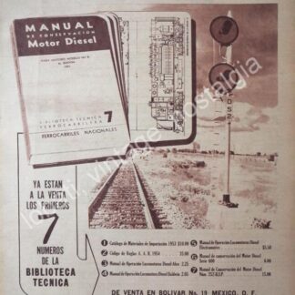 CARTEL ANTIGUO ORIGINAL DE FERROCARRILES NACIONALES Y SU MANUAL No. 7 DE 1956