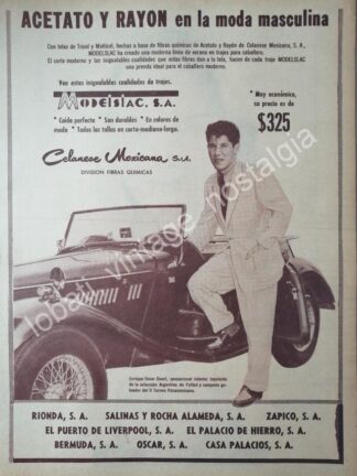 CARTEL ANTIGUO ORIGINAL DE ENRIQUE OMAR SIVORI Y CELANESE MEXICANA 1956/ FEP MUY RARO