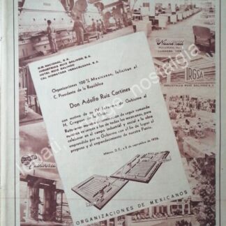 CARTEL ANTIGUO ORIGINAL DE INDUSTRIAS RUIZ GALINDO FELICITA A RUIZ CORTINES 1956 /RARO