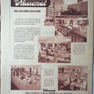 CARTEL ANTIGUO ORIGINAL DE D.M. NACIONAL. INDUSTRIAS RUIZ GALINDO S.A 1956