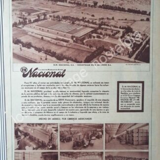 CARTEL ANTIGUO ORIGINAL DE D.M. NACIONAL. INDUSTRIAS RUIZ GALINDO S.A 1956 Y SU PLANTA