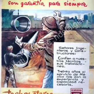 CARTEL ANTIGUO ORIGINAL DE TECHO ETERNO EUREKA S.A PUBLICIDAD ARTISTICA 1950s /7