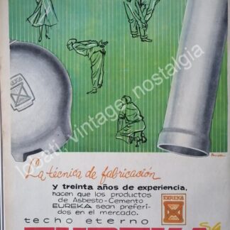 CARTEL ANTIGUO ORIGINAL DE TECHO ETERNO EUREKA S.A 1950s /4