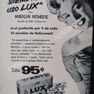 CARTEL ANTIGUO ORIGINAL DE MARILYN MONROE Y JABONES LUX 1953 / FEP