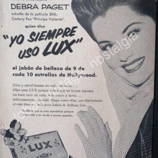 CARTEL ANTIGUO ORIGINAL DE CARTELITO. DEBRA PAGET Y JABONES LUX 1954 / FEP