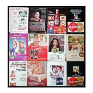 CARTEL ANTIGUO ORIGINAL DE 12 ARTISTAS DE TELEVISA EN LA PUBLICIDAD 1950s-1980s