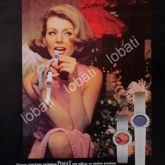 CARTEL ANTIGUO ORIGINAL DE TERE VELAZQUEZ Y RELOJES PIAGET 1967 / MUY RARO /FEP