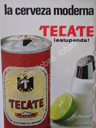 CARTEL ANTIGUO ORIGINAL DE CERVEZA TECATE 1975 / MINI CARTEL /13