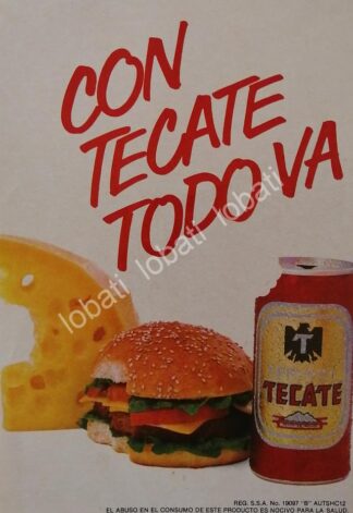 CARTEL ANTIGUO ORIGINAL DE CERVEZA TECATE 1986 / MINI CARTEL /5