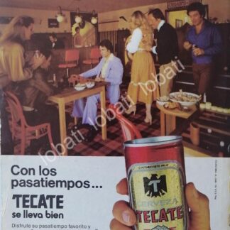 CARTEL ANTIGUO ORIGINAL DE CERVEZA TECATE 1980 / MINI CARTEL
