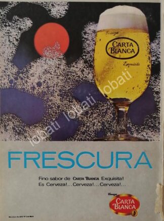 CARTEL ANTIGUO ORIGINAL DE CERVEZA CARTA BLANCA 1960s MINI CARTEL /5