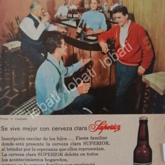 CARTEL ANTIGUO ORIGINAL DE CERVEZA SUPERIOR FOTOGRAFIA DE TUFIC YAZBEK 1958 /2