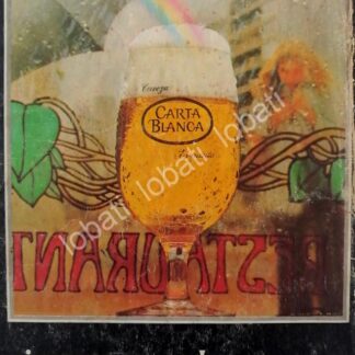 CARTEL ANTIGUO ORIGINAL DE CERVEZA CARTA BLANCA 1970S . MINI CARTEL /3