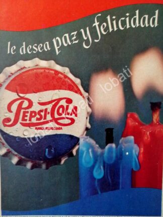 CARTEL ANTIGUO ORIGINAL DE MINI CARTEL PEPSI NAVIDAD DE 1967 / RARO