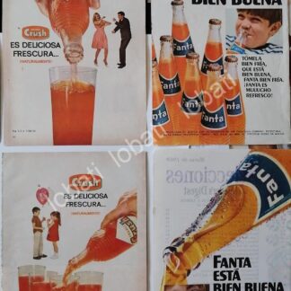 CARTEL ANTIGUO ORIGINAL DE SET DE 4 AFICHES REFRESCOS FANTA, ESTA BIEN BUENA 1969