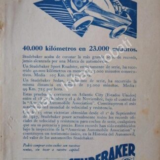 CARTEL ANTIGUO ORIGINAL DE AUTOS STUDEBAKER ERSKINE SIX CLUB SEDAN 1926 /131