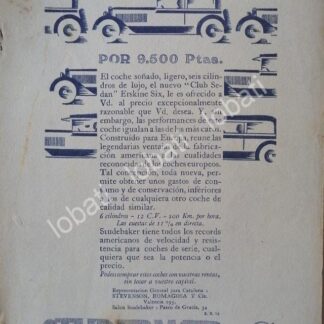 CARTEL ANTIGUO ORIGINAL DE AUTOS STUDEBAKER ERSKINE SIX CLUB SEDAN 1926 /130