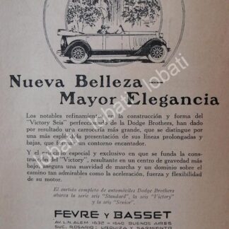CARTEL ANTIGUO ORIGINAL DE AUTOS DODGE BROTHERS VICTORY SEIS 1927 /122