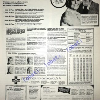 CARTEL ANTIGUO ORIGINAL DE SEGUROS LA NACIONAL 1980 /142 ASEGURADORAS