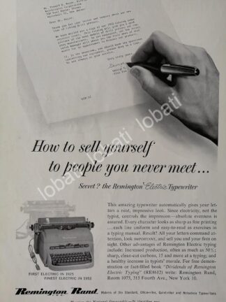 CARTEL ANTIGUO ORIGINAL DE MAQUINAS DE ESCRIBIR REMINGTON ELECTRICA 1953 /20
