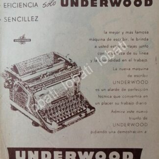 CARTEL ANTIGUO ORIGINAL DE MAQUINAS DE ESCRIBIR UNDERWOOD 1953 /28