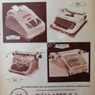 CARTEL ANTIGUO ORIGINAL DE MAQUINAS PARA OFICINA HALLARES S.A 1950s /23/RARO